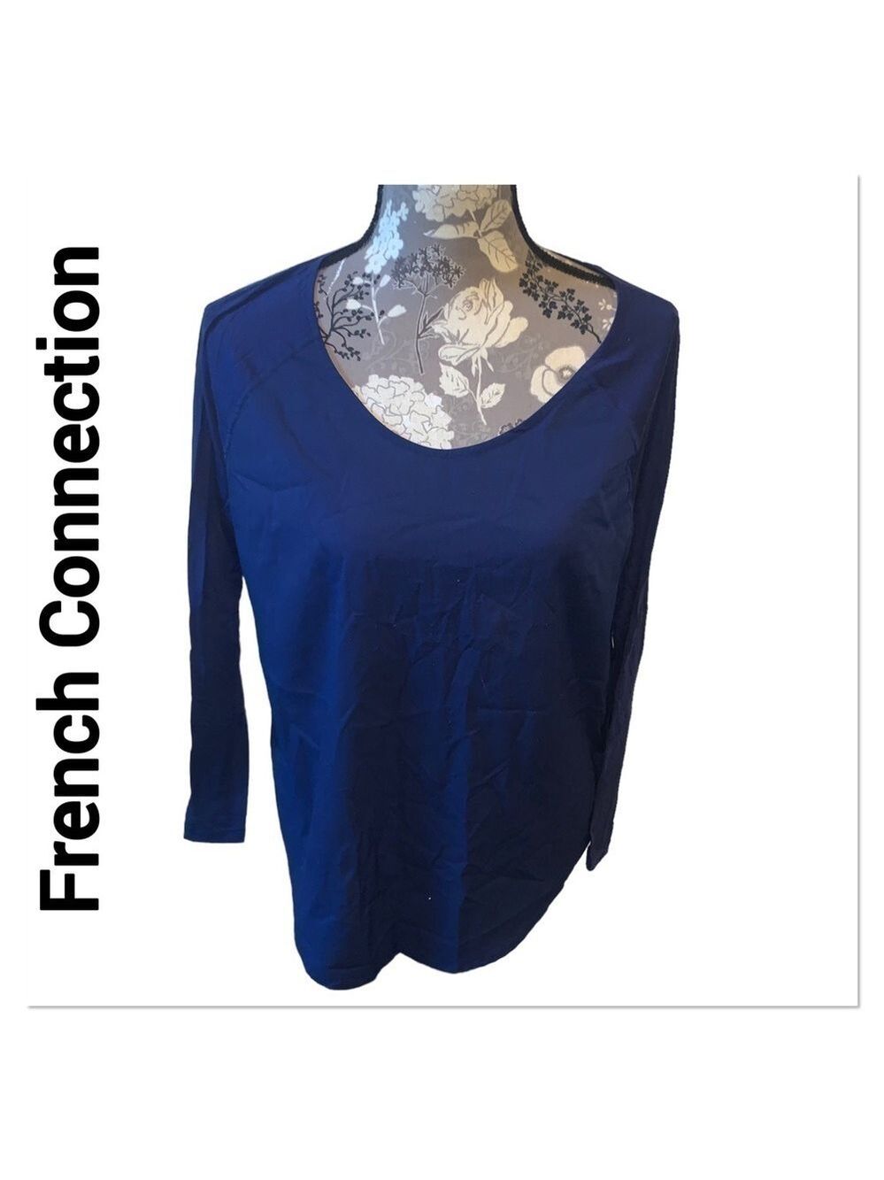 FRENCH CONNECTION Navy Blue Long Sleeve Blouse size large